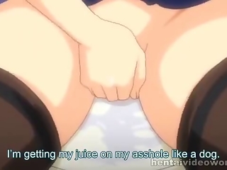 Steamy hentai clip features a daring school girl pleasuring herself in a public restroom.